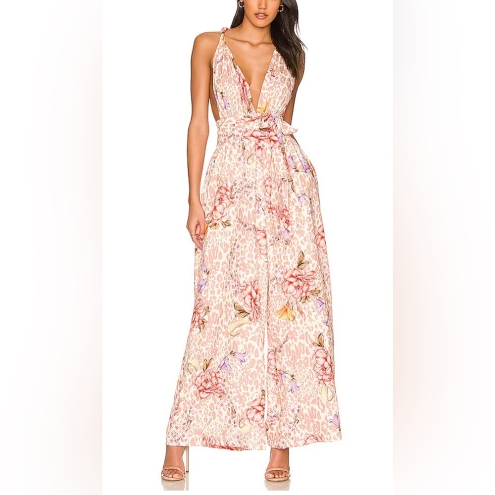 New Agua Bendita X Revolve Tiana Jumpsuit In Pink Large
